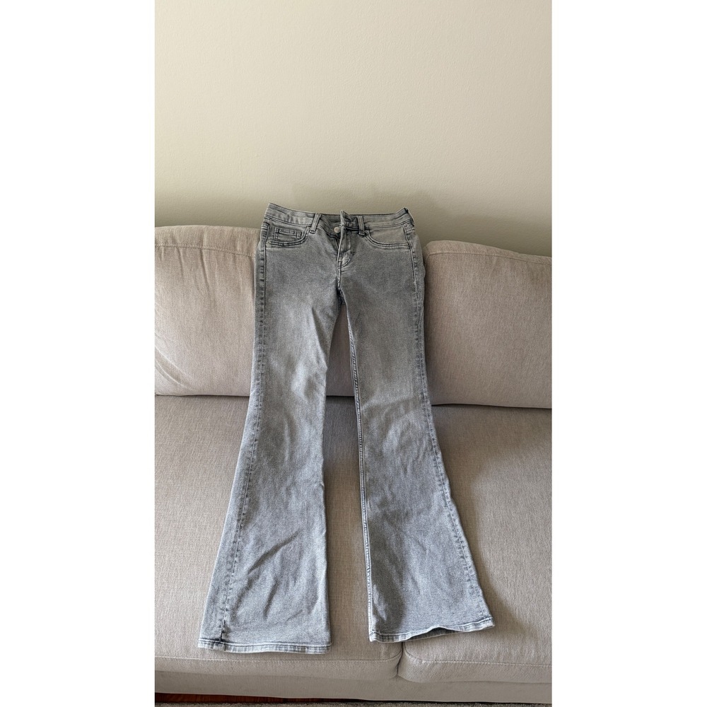 H&M Divided Grey Wash Flare Jeans High Waisted Denim‎ Size 4